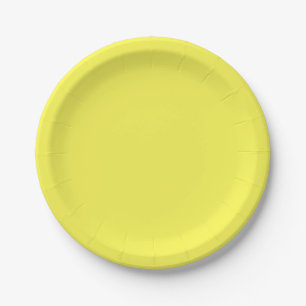 neon Fluorescent yellow lemon bright colour Paper Plate