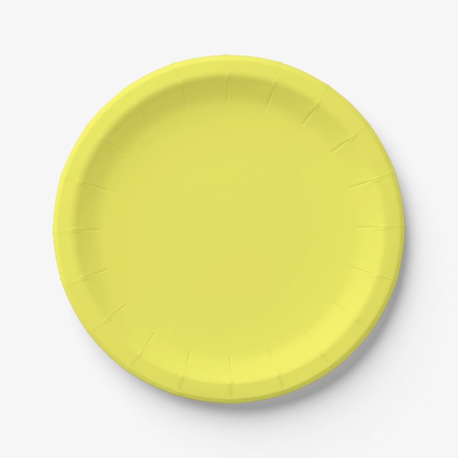 neon Fluorescent yellow lemon bright colour Paper Plate (Front)