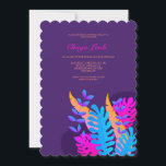 Neon Foliage Bat Mitzvah Invitation<br><div class="desc">A stunning botanical invitation with neon foliage against a purple background. (Background vector created by s.salvador - www.freepik.com). The card is easy to customise with your wording, font, font colour, paper shape options and choice of six paper types.Not exactly what you're looking for? All our products can be custom designed...</div>