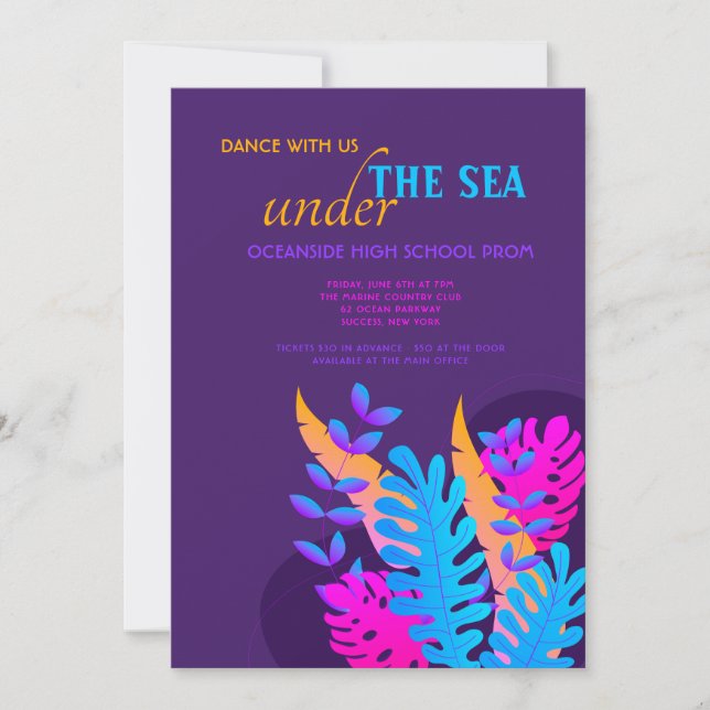 Neon Foliage Prom Invitation (Front)