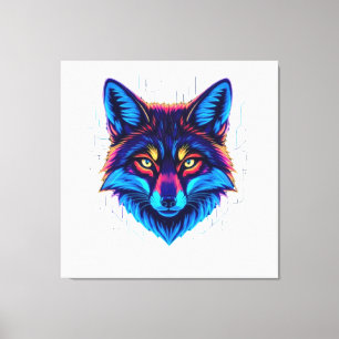 Neon Fox Face – Vibrant Glowing Design Canvas Print