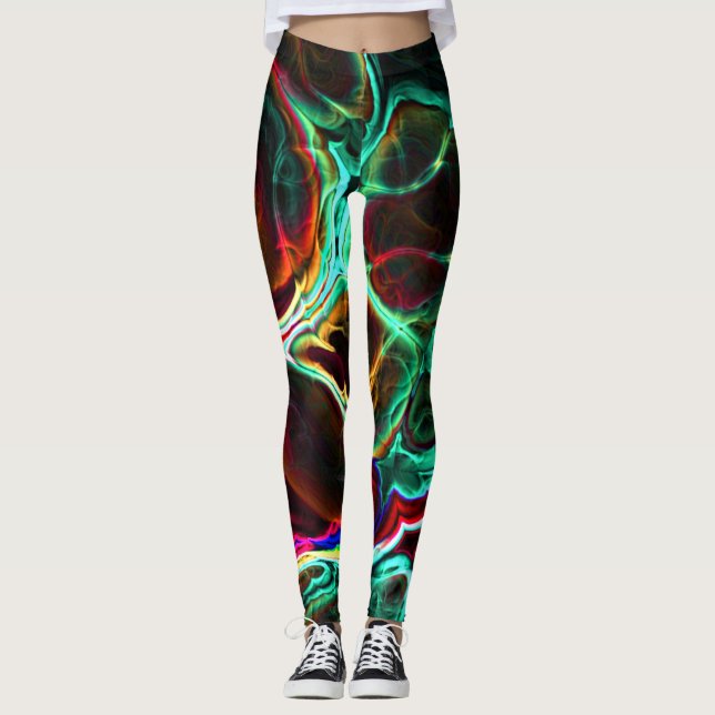 Neon Fractal 2 Leggings (Front)