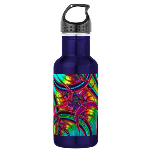 Neon Fractal 532 Ml Water Bottle (Front)