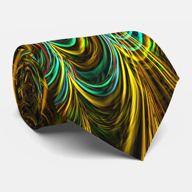 Neon Fractal 5 Tie (Rolled)