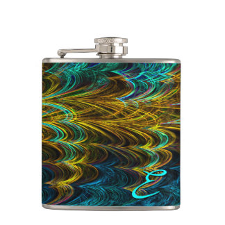 Neon Fractal 5 Wrapped Flask