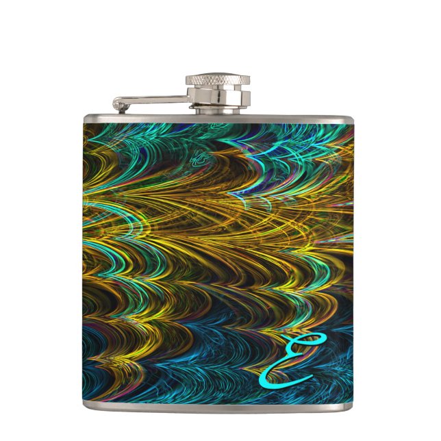 Neon Fractal 5 Wrapped Flask (Front)