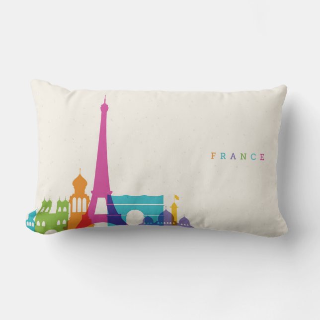 Neon France Skyline Lumbar Cushion (Front)