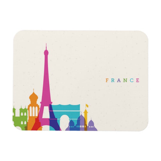 Neon France Skyline Magnet (Horizontal)