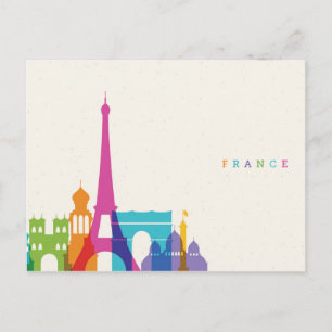 Neon France Skyline Postcard