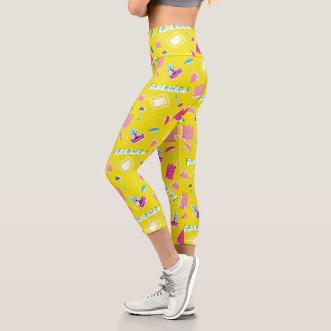 Neon FRIENDS™ Icon Pattern Capri Leggings (Left)