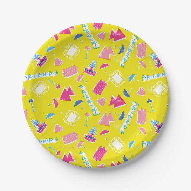 Neon FRIENDS™ Icon Pattern Paper Plate (Front)