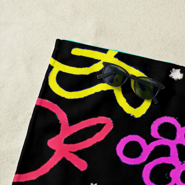 Neon Fruit Extravaganza Beach Towel (In Situ)