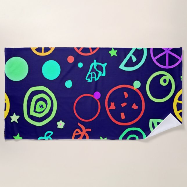 Neon Fruits Pattern Colours Beach Towel (Front)
