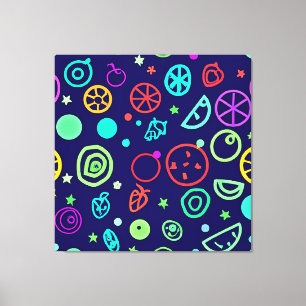 Neon Fruits Pattern Colours Canvas Print