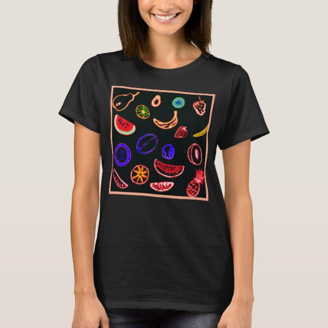 Neon Fruits Patterns Artwork design T-Shirt (Front)