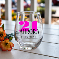 Neon Fuchsia Birthday Number | Black Name Date