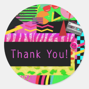 Neon Fun Bright Bold Colourful Funky 80's Party Classic Round Sticker