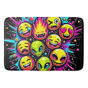 Neon Funky Emoji Mix Bath Mat