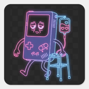 Neon Funny Gamer Birthday party Retro Video Square Sticker