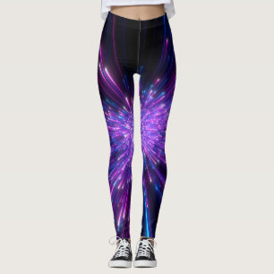 Neon Galaxy Cosmic Abstract Background Leggings