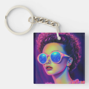 Neon Galaxy Glamour Key Ring