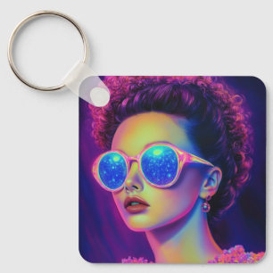 Neon Galaxy Glamour Key Ring