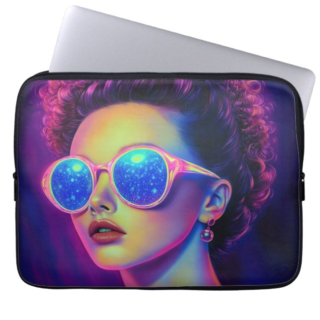 Neon Galaxy Glamour  Laptop Sleeve (Front)