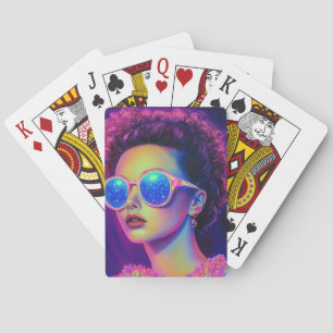 Neon Galaxy Glamour Playing Cards