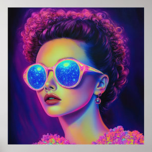Neon Galaxy Glamour Poster