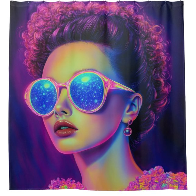 Neon Galaxy Glamour  Shower Curtain (Front)