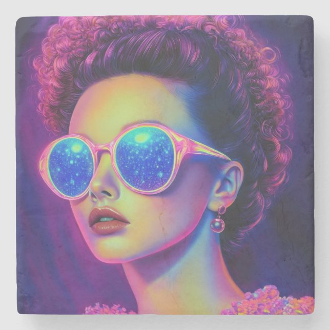Neon Galaxy Glamour  Stone Coaster (Front)
