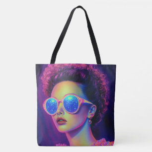 Neon Galaxy Glamour Tote Bag