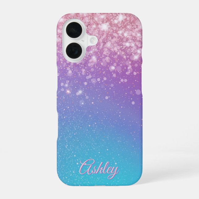 Neon Galaxy Gradient iPhone 16 Case (Back)