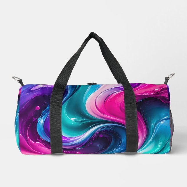 Neon Galaxy Swirl Duffle Bag (Front)