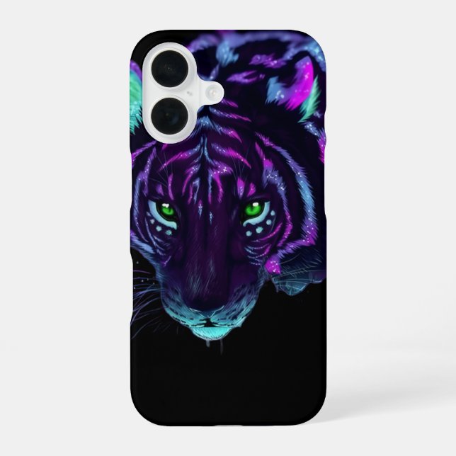 Neon Galaxy Tiger Glowing Eyes Phone Case (Back)