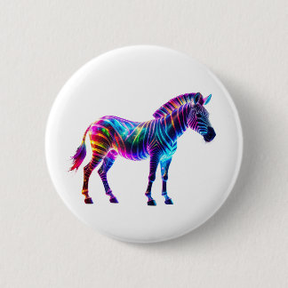 Neon Galaxy Zebra Art – Vibrant Psychedelic Stripe 6 Cm Round Badge
