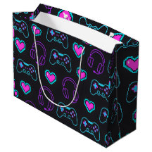 Neon Gamer Controller and Hearts Pattern