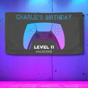NEON GAMER CONTROLLER LEVEL UP BANNER