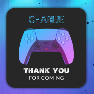 NEON GAMER CONTROLLER LEVEL UP SQUARE STICKER