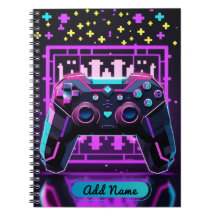 Neon Gamer Controller Notebook – Editable Name