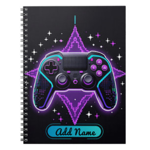 Neon Gamer Controller Notebook – Editable Name