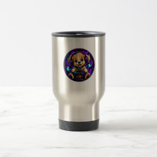 Neon Gamer Puppy Shirt – Cute Dog Gaming Mascot Travel Mug
