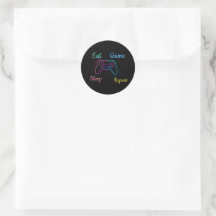 Neon gaming design customisable classic round sticker