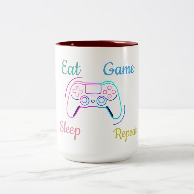 Neon gaming design customisable Two-Tone coffee mug (Center)