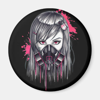 Neon Gas Mask Girl Magnet