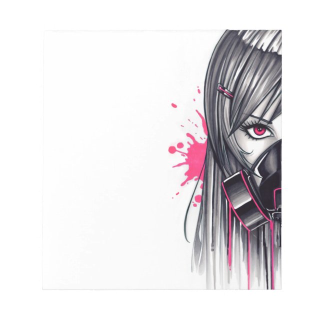 Neon Gas Mask Girl Notepad (Front)