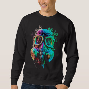 Neon Gas Mask: Vibrant Chaos Art Sweatshirt