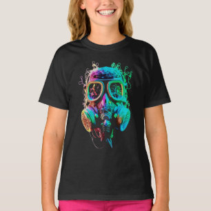 Neon Gas Mask: Vibrant Chaos Art T-Shirt