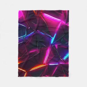 Neon Geometric Abstract Futuristic Cyberpunk Fleece Blanket