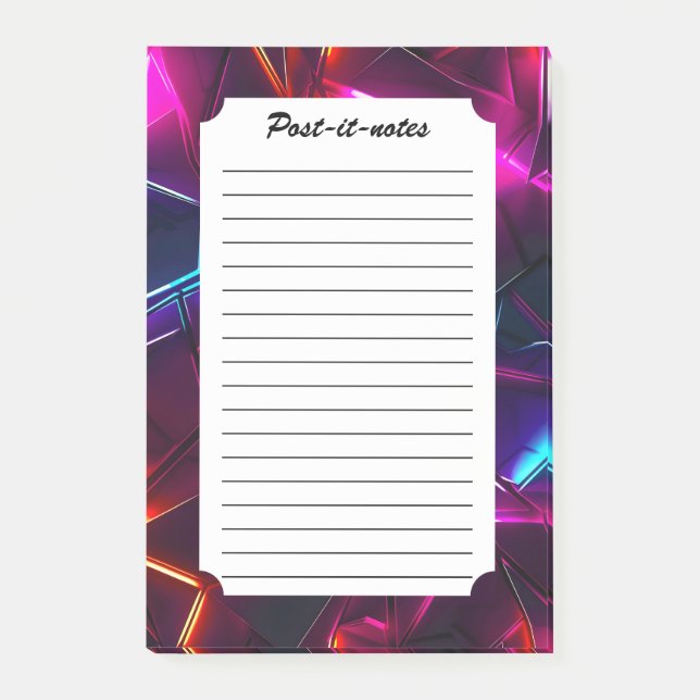 Neon Geometric Abstract Futuristic Cyberpunk Post-it Notes (Front)